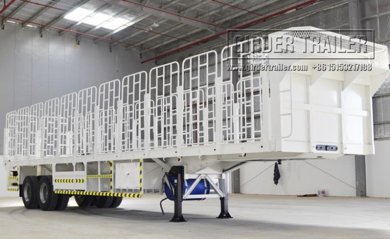 White multi axle long fence trailer