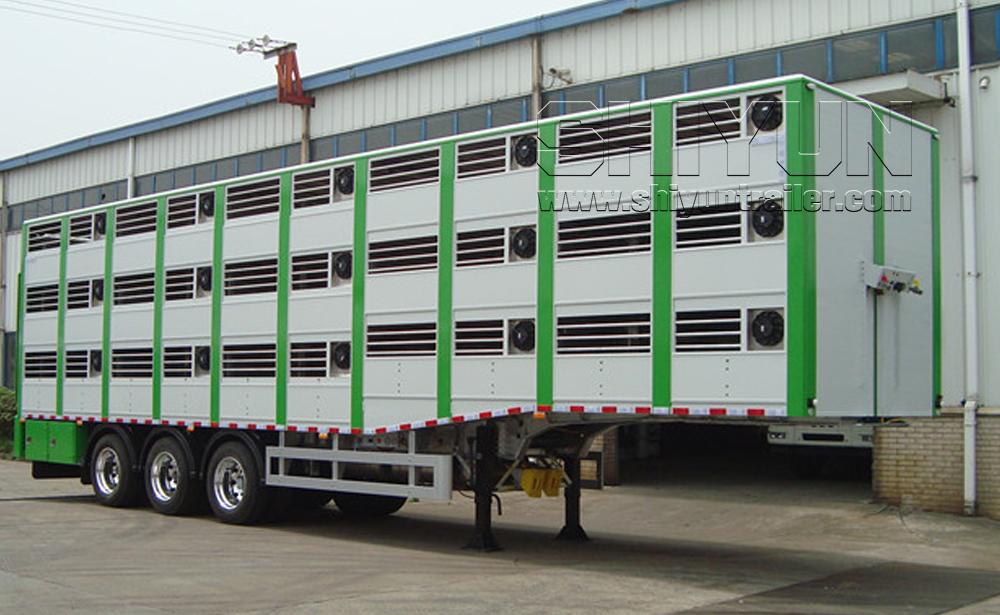 GIRDER TRAILER livestock semi trailer white green main photo