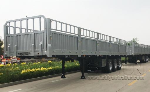 Fence semi-trailer gray with stake fence
