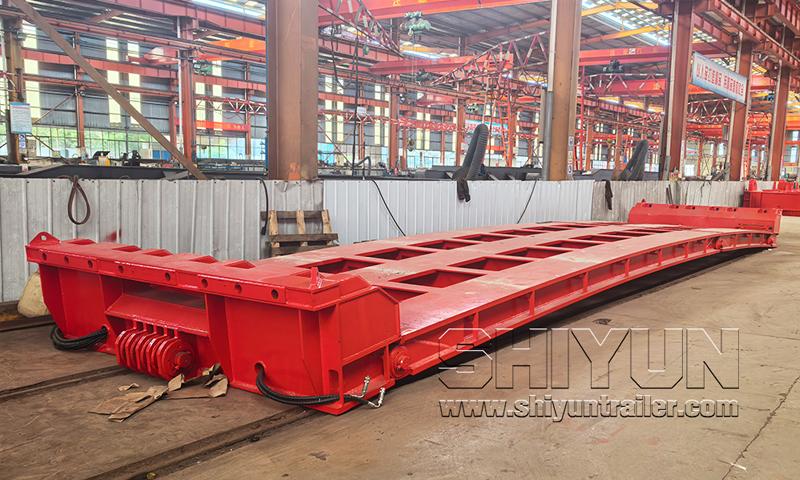 Modular trailer frame in workshop