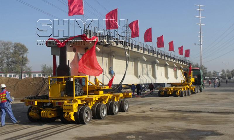 Successful case: bridge beam transport with flags