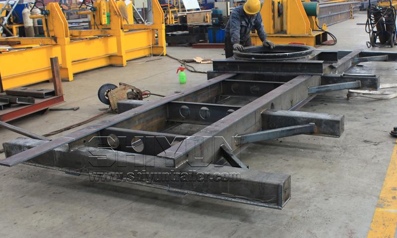 Skeleton draw bar trailer chassis under fabrication