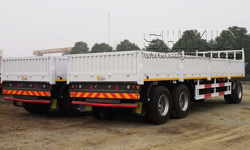Dropside draw bar trailer pair, white body