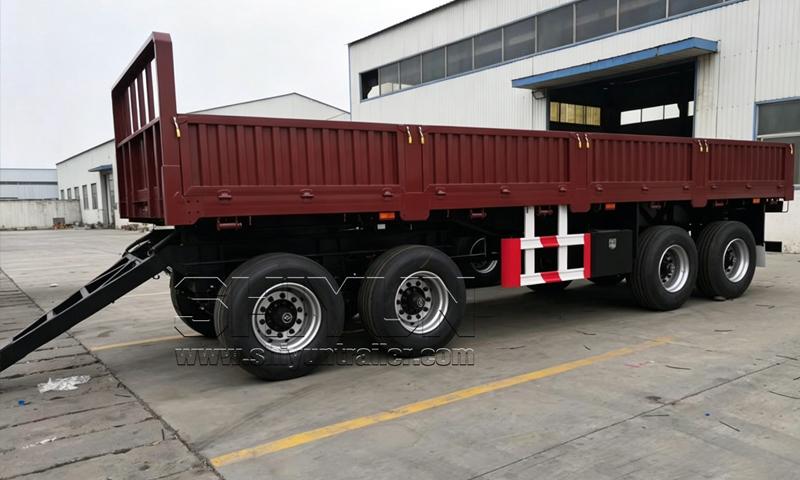 Dropside draw bar trailer, red side walls