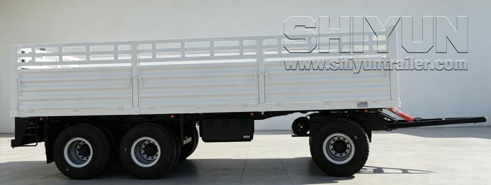 Fence draw bar trailer, white body full side view