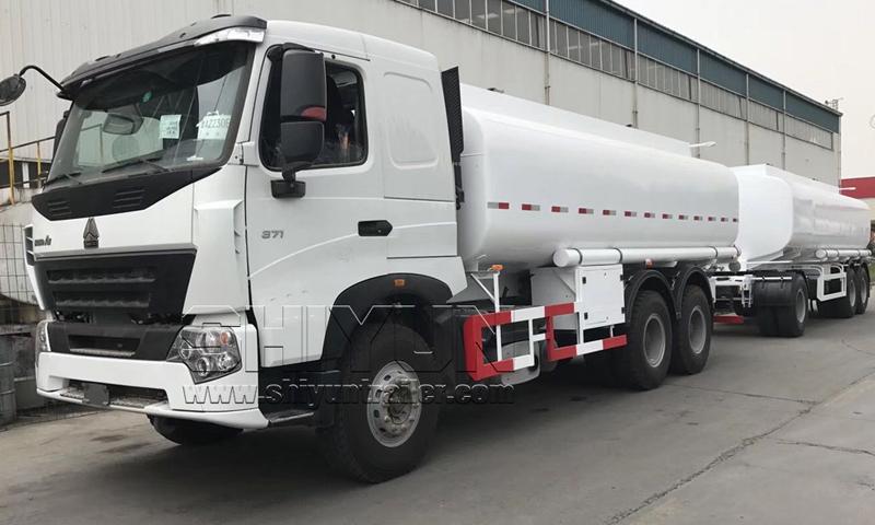 Tank draw bar trailer, white water tanker truck